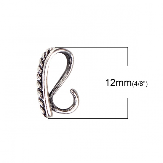 Image de Fermoirs Pinces Bélière en Laiton Tressé Argent Vieilli 12mm x 5mm, 10 Pcs