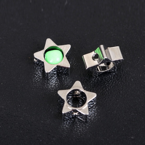 Bild von Messing Perlen Rahmen Pentagramm Stern Silberfarbe (Für 3mm Perlen) 8mm x 7mm, 20 Stück