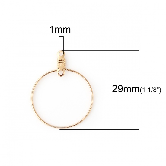 Immagine di Ottone Pendenti Anello Oro Placcato 29mm x 23mm, 10 Pz                                                                                                                                                                                                        