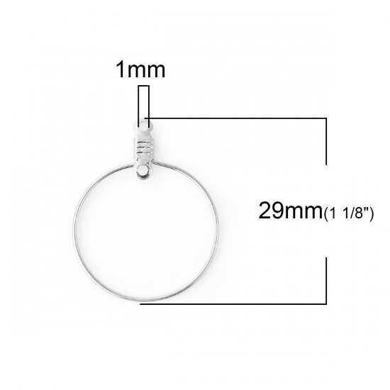 Immagine di Ottone Pendenti Anello Argento Placcato 29mm x 23mm, 10 Pz                                                                                                                                                                                                    