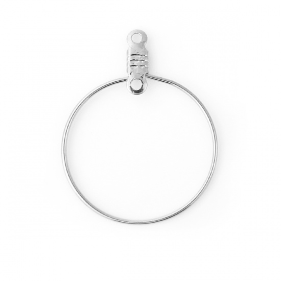 Immagine di Ottone Pendenti Anello Argento Placcato 29mm x 23mm, 10 Pz                                                                                                                                                                                                    