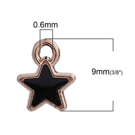 Picture of Zinc Based Alloy Galaxy Charms Pentagram Star Gold Plated Black Enamel 9mm( 3/8") x 7mm( 2/8"), 50 PCs