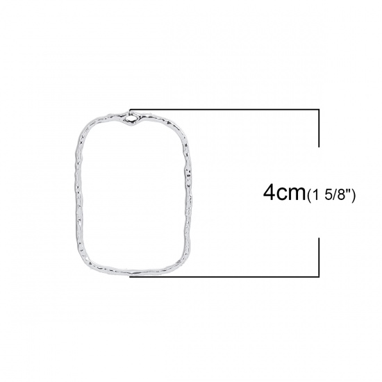 Picture of Zinc Based Alloy Pendants Rectangle Silver Tone 40mm(1 5/8") x 28mm(1 1/8"), 10 PCs
