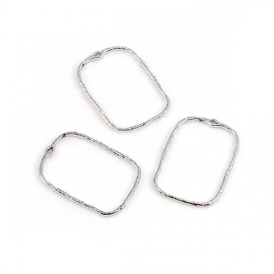 Picture of Zinc Based Alloy Pendants Rectangle Silver Tone 40mm(1 5/8") x 28mm(1 1/8"), 10 PCs