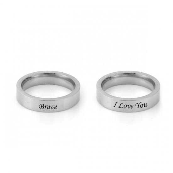 Picture of 304 Stainless Steel Unadjustable Rings Silver Tone Round 15.7mm( 5/8")(US Size 5), 1 Piece