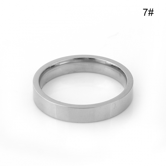 304ステンレス鋼 調整不能 リング 指輪 シルバートーン 円形 17.5mm（日本サイズ約13号）、 1 個 の画像