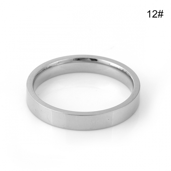 Picture of 304 Stainless Steel Unadjustable Rings Silver Tone Round 21.5mm( 7/8")(US Size 12), 1 Piece