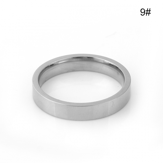Picture of 304 Stainless Steel Unadjustable Rings Silver Tone Round 19.1mm( 6/8")(US Size 9), 1 Piece