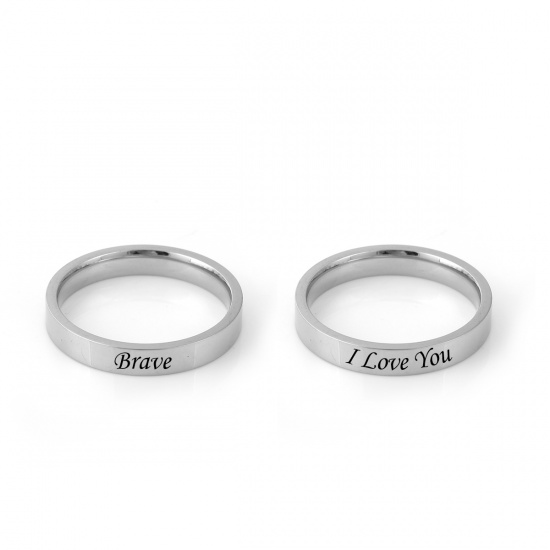 Picture of 304 Stainless Steel Unadjustable Rings Silver Tone Round 19.9mm( 6/8")(US Size 10), 1 Piece