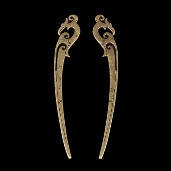 Image de Marque-Pages en Alliage de Zinc Forme Phénix Bronze Antique 15.5cm x 2.3cm, 2 Pcs