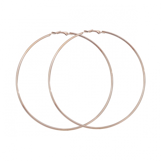 Picture of Hoop Earrings Gold Plated Round 9.1cm(3 5/8") x 8.8cm(3 4/8"), Post/ Wire Size: (20 gauge), 1 Pair