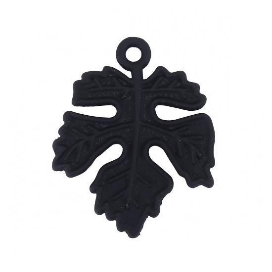 Picture of Zinc Based Alloy Charms Maple Leaf Black 20mm( 6/8") x 16mm( 5/8"), 10 PCs