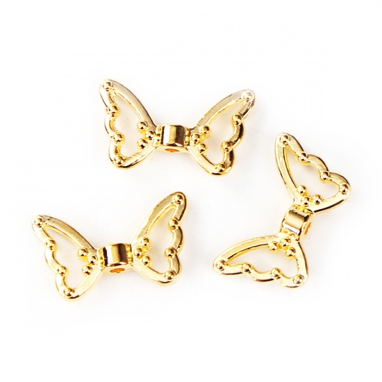 Picture of Zinc Based Alloy Spacer Beads Wing Gold Plated 18mm x 11mm, Hole: Approx 1.4mm, 100 PCs