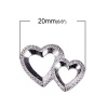 Bild von Zinklegierung Embellishments Cabochons Herz Silberfarbe 20mm x 13mm, 20 Stück