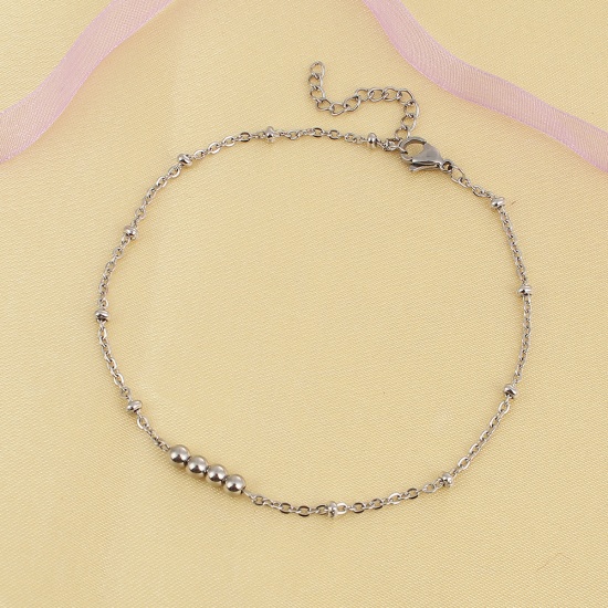 Picture of 304 Stainless Steel Anklet Silver Tone Round 24cm(9 4/8") long, 1 Piece