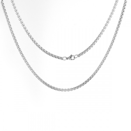 304 Stainless Steel Box Chain Necklace Silver Tone 91cm(35 7/8") long, Chain Size: 3.5x3mm( 1/8" x 1/8"), 1 Piece
