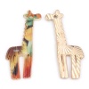 Picture of Zinc Based Alloy Pendants Giraffe Animal Gold Plated Multicolor Enamel 33mm(1 2/8") x 16mm( 5/8"), 10 PCs