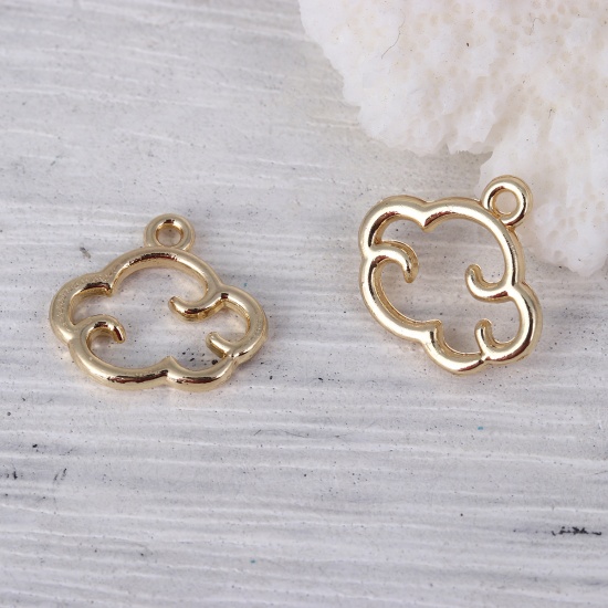 Picture of Zinc Based Alloy Weather Collection Charms Cloud Gold Plated 15mm( 5/8") x 13mm( 4/8"), 20 PCs