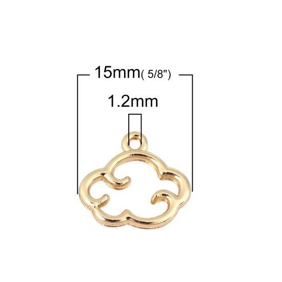 Picture of Zinc Based Alloy Weather Collection Charms Cloud Gold Plated 15mm( 5/8") x 13mm( 4/8"), 20 PCs