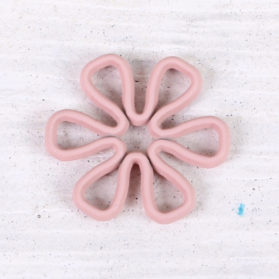 Picture of Zinc Based Alloy Connectors Daisy Flower Pink Hollow 15mm x 14mm, 20 PCs