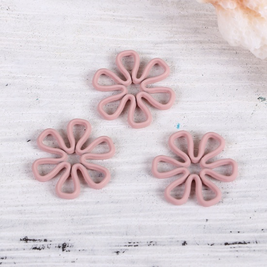 Image de Connecteurs en Alliage de Zinc Marguerite Rose Creux 15mm x 14mm, 20 Pcs