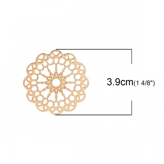 Picture of Zinc Based Alloy Connectors Round Gold Plated Filigree 39mm x 39mm, 10 PCs