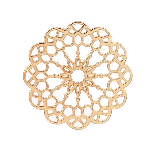 Picture of Zinc Based Alloy Connectors Round Gold Plated Filigree 39mm x 39mm, 10 PCs