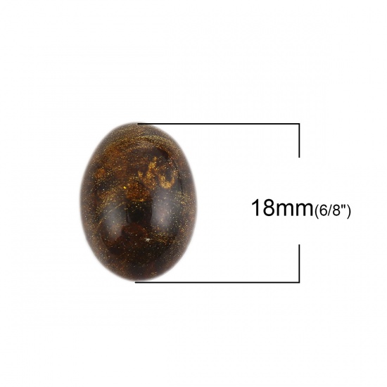 Image de Cabochon Dôme en Résine Ovale Café Rayées 18mm x 13mm, 30 Pcs