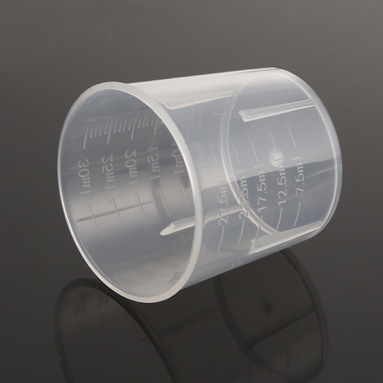 Picture of 30ml Plastic Measuring Cup For Slime Cylinder Transparent Clear 3.8cm(1 4/8") x 3.6cm(1 3/8"), 2 PCs