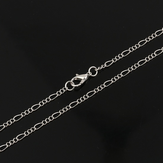 Bild von Eisenlegierung 3:1 Figarokette Kette Halskette Silberfarbe 77cm lang, Kettegröße: 6x2.8mm 3x2.5mm, 1 Packung ( 12 Stück/Packung)
