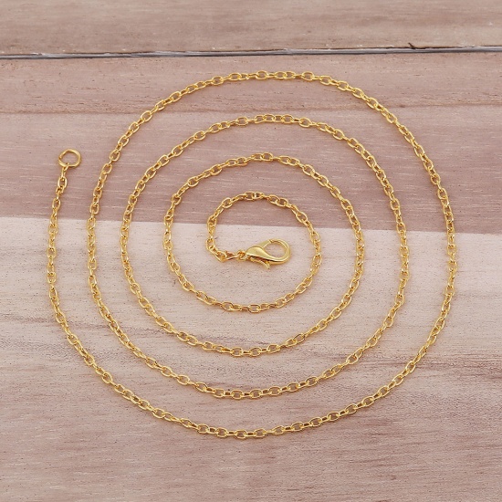 Bild von Eisenlegierung Gliederkette Kette Halskette Vergoldet 77cm lang, Kettegröße: 3x2.2mm, 1 Packung ( 12 Stück/Packung)