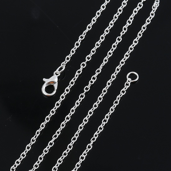 Picture of Iron Based Alloy Link Cable Chain Necklace Silver Plated 45.5cm(17 7/8") long, Chain Size: 3x2.2mm( 1/8" x 1/8"), 1 Packet ( 12 PCs/Packet)
