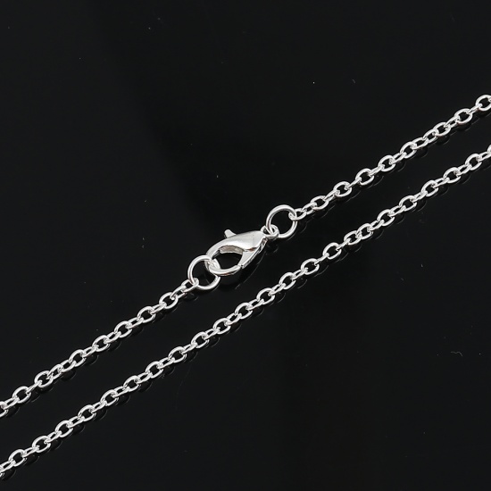 Picture of Iron Based Alloy Link Cable Chain Necklace Silver Plated 45.5cm(17 7/8") long, Chain Size: 3x2.2mm( 1/8" x 1/8"), 1 Packet ( 12 PCs/Packet)