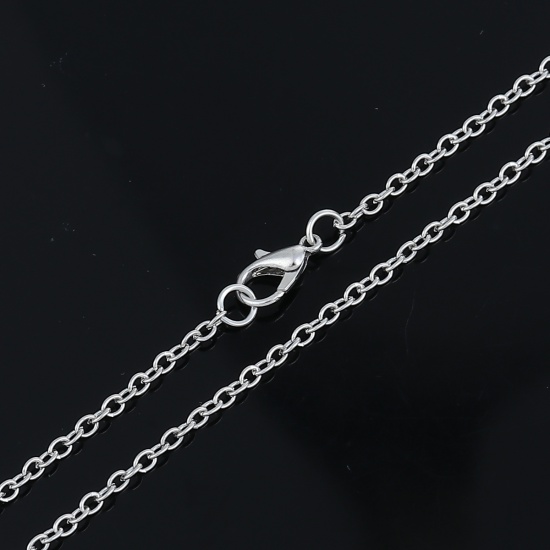 Изображение Ожерелья из Цепочек Серебряный Тон, Позолоченные цепочки 3x2.4мм, 45.5см длина, 1 Пакет （ 12 ШТ/Пачка)