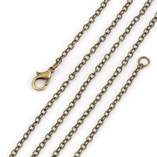 Изображение Ожерелья из Цепочек Античная Бронза, Позолоченные цепочки 3x2.4мм, 45.5см длина, 1 Пакет （ 12 ШТ/Пачка)