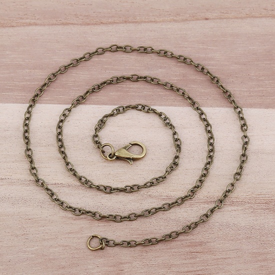 Изображение Ожерелья из Цепочек Античная Бронза, Позолоченные цепочки 3x2.4мм, 45.5см длина, 1 Пакет （ 12 ШТ/Пачка)