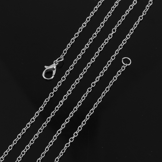 Picture of Iron Based Alloy Link Cable Chain Necklace Silver Tone 62cm(24 3/8") long, Chain Size: 3x2.2mm( 1/8" x 1/8"), 1 Packet ( 12 PCs/Packet)