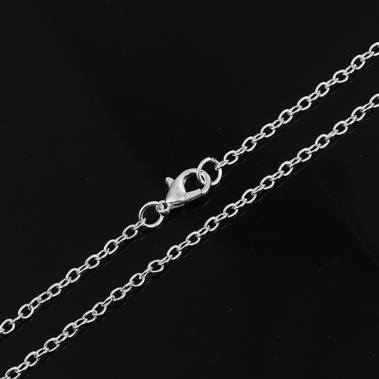 Picture of Iron Based Alloy Link Cable Chain Necklace Silver Plated 51cm(20 1/8") long, Chain Size: 3x2.3mm( 1/8" x 1/8"), 1 Packet ( 12 PCs/Packet)