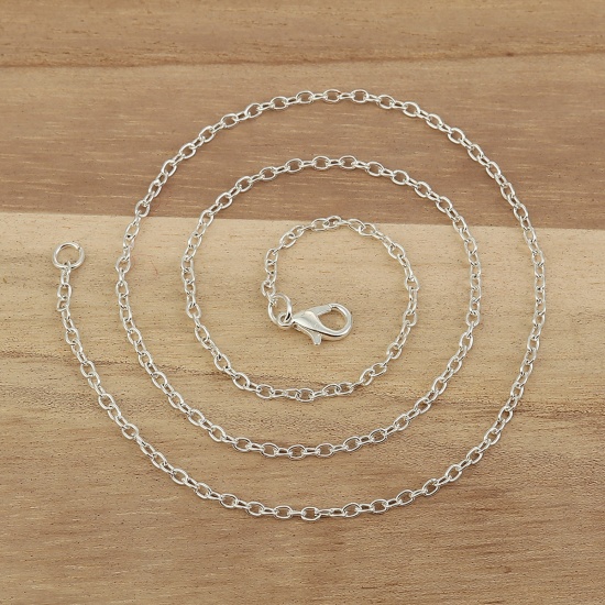 Изображение Ожерелья из Цепочек Посеребренный, Позолоченные цепочки 3x2.3мм, 51см длина, 1 Пакет （ 12 ШТ/Пачка)