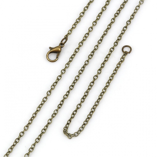 Изображение Ожерелья из Цепочек Античная Бронза, Позолоченные цепочки 3x 2.2мм, 51см длина, 1 Пакет （ 12 ШТ/Пачка)