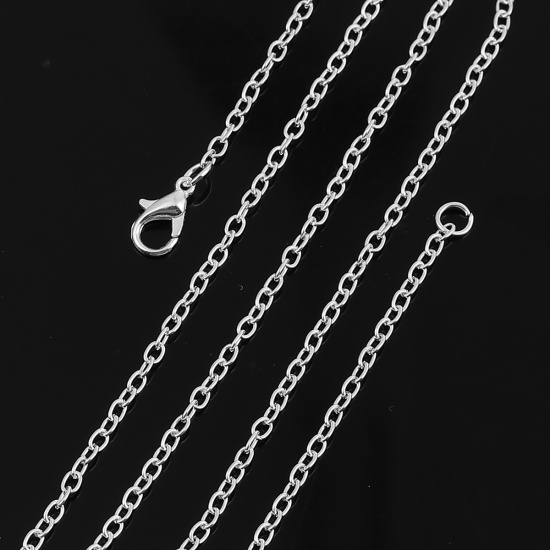 Picture of Iron Based Alloy Link Cable Chain Necklace Silver Plated 51cm(20 1/8") long, Chain Size: 4x2.5mm( 1/8" x 1/8"), 1 Packet ( 12 PCs/Packet)