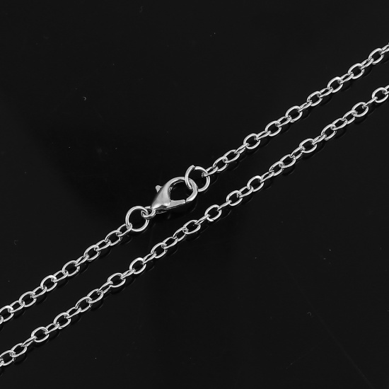 Picture of Iron Based Alloy Link Cable Chain Necklace Silver Tone 51cm(20 1/8") long, Chain Size: 4x2.7mm( 1/8" x 1/8"), 1 Packet ( 12 PCs/Packet)