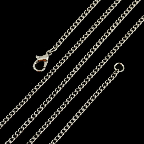 Изображение Ожерелья из Цепочек Серебряный Тон, Снаряженные Цепи 4x2.5мм, 51см длина, 1 Пакет （ 12 ШТ/Пачка)