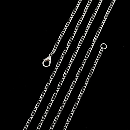 Immagine di Lega di Ferro Catena Singolare Collana Tono Argento 80.5cm Lunghezza, Dimensione della Catena: 4x2.7mm 1 Pacchetto ( 12 Pz/Pacco)