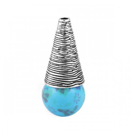 Picture of Zinc Based Alloy Tassel Beads Caps Cone Antique Silver Color (Fit Beads Size: 14mm Dia.) 25mm x 15mm, 20 PCs