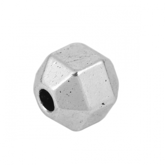 Picture of Zinc Based Alloy Spacer Beads Round Antique Silver Faceted 6mm x 6mm, Hole: Approx 1.4mm, 100 PCs