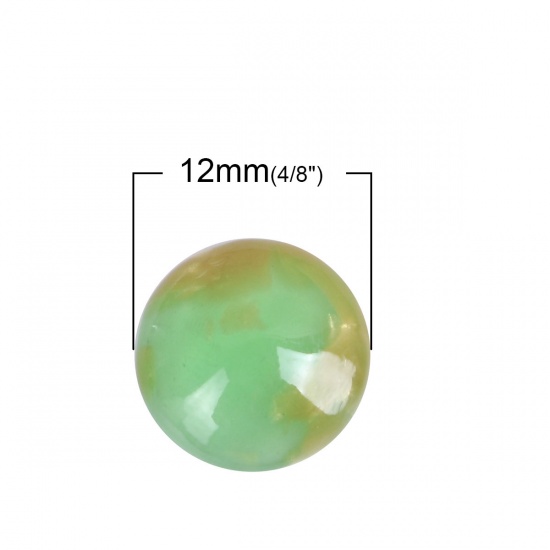 Immagine di Resina Acido Acetico Dome Seals Cabochon Tondo Verde & Oro 12mm Dia, 10 Pz