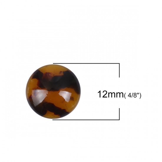 Immagine di Resina Acido Acetico Dome Seals Cabochon Tondo Colore del Caffè & Marrone 12mm Dia, 10 Pz