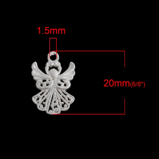 Picture of Zinc Based Alloy Charms Angel Matt Silver Color 20mm( 6/8") x 14mm( 4/8"), 5 PCs