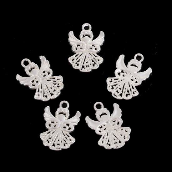 Picture of Zinc Based Alloy Charms Angel Matt Silver Color 20mm( 6/8") x 14mm( 4/8"), 5 PCs